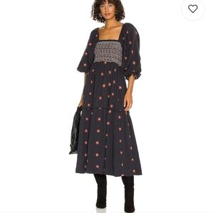 NWT Free People Dahlia Embroidered Maxi Dress
